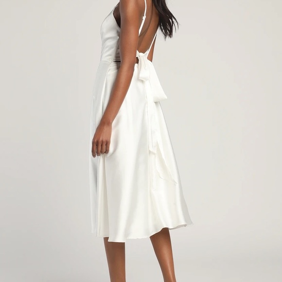 Lulu's Elegant White Midi Dress - Picture 6 of 14